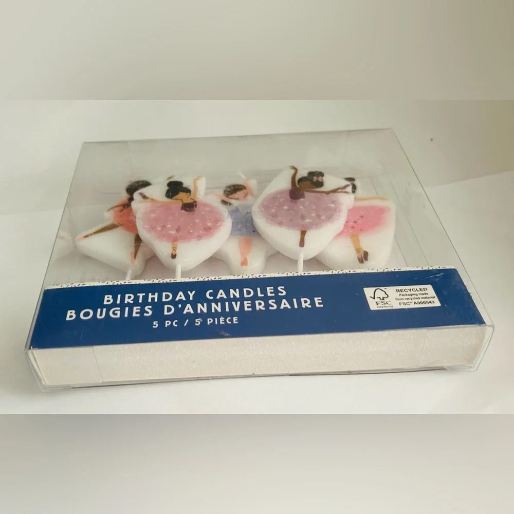 New 5 Ballerina Birthday Candles 4 7/8